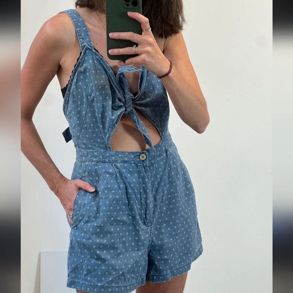 Free People Blue Polka Dot Jumpsuit